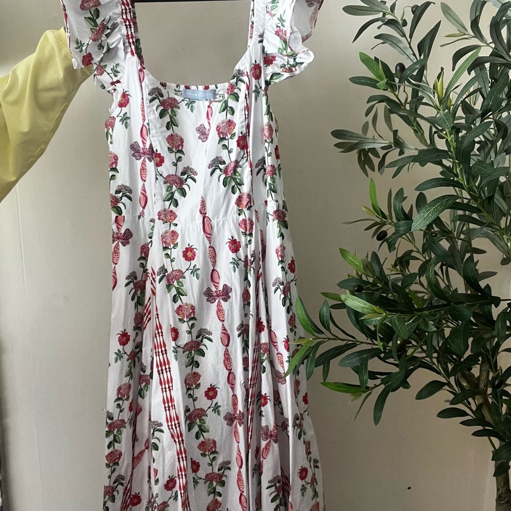 Hill House White Floral Dress with Red and Green Accents - Picture 6 of 6